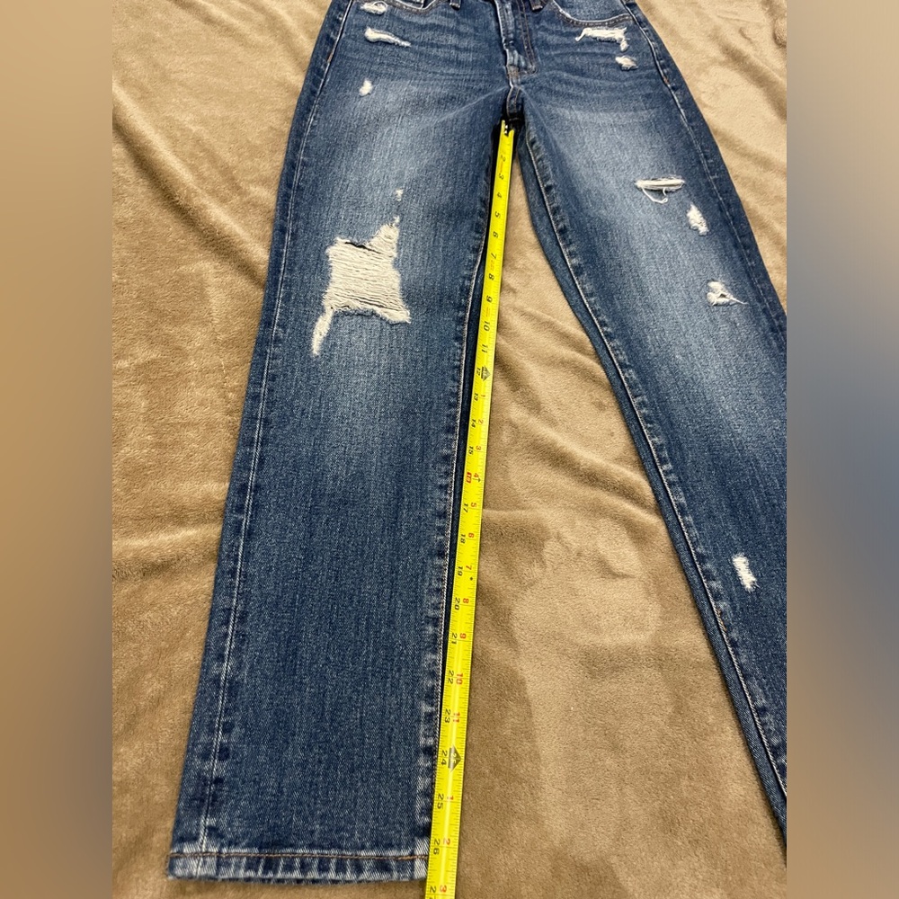 Vervet Distressed Jeans Super High Rise Slim Straight Leg Cropped Jeans NEW - Picture 5 of 15